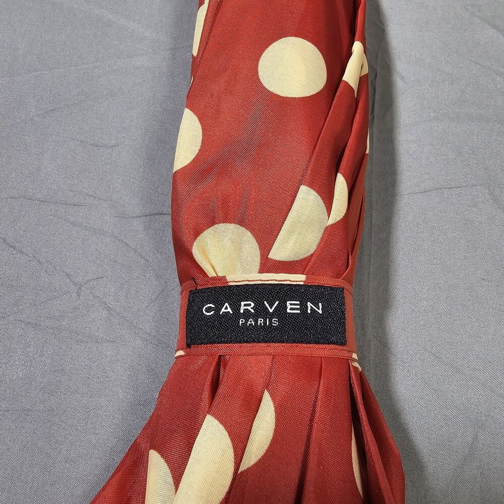 Vintage Deadstock Carmen Paris Umbrella (12-Rib Red Polka Dot) - Picture 3 of 11
